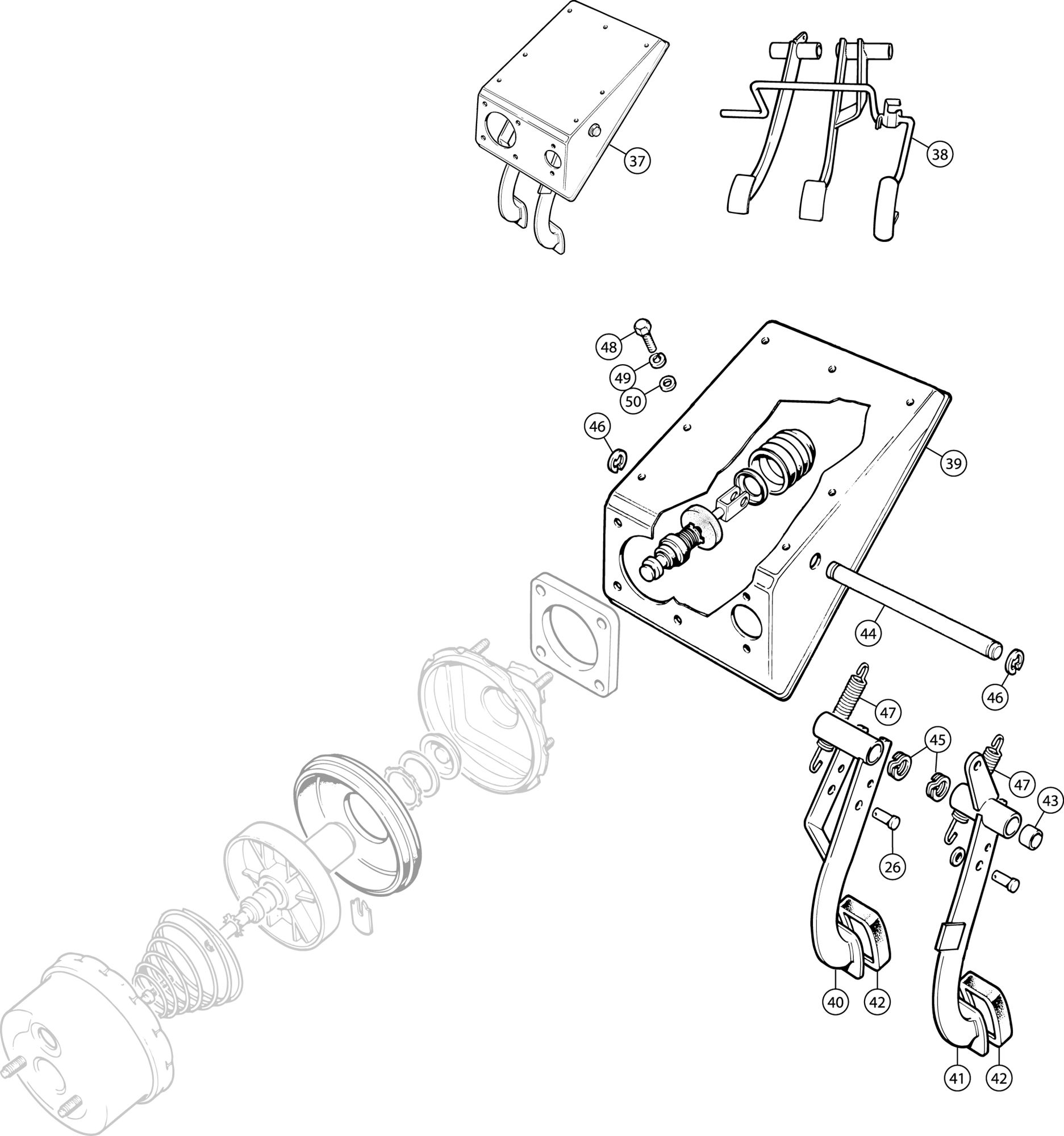 Triumph TR6 Brake and Clutch Pedals Rimmer Bros