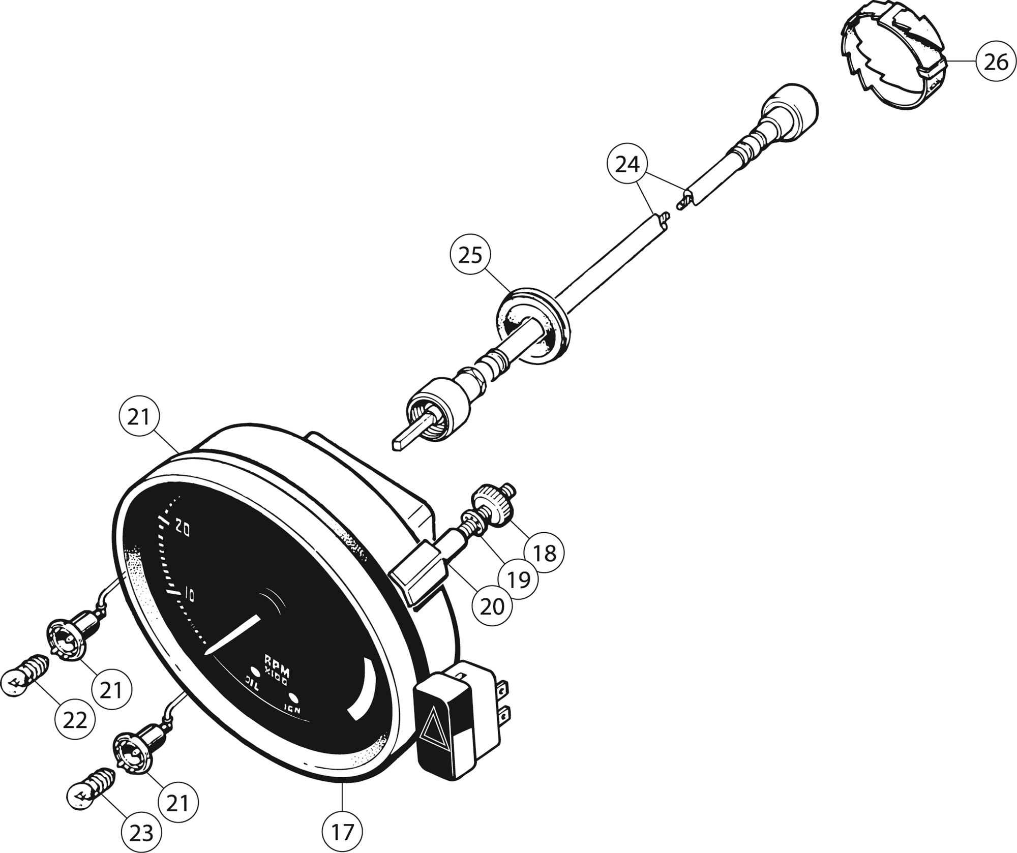 Triumph TR6 Tachometer CP/CC Series Rimmer Bros