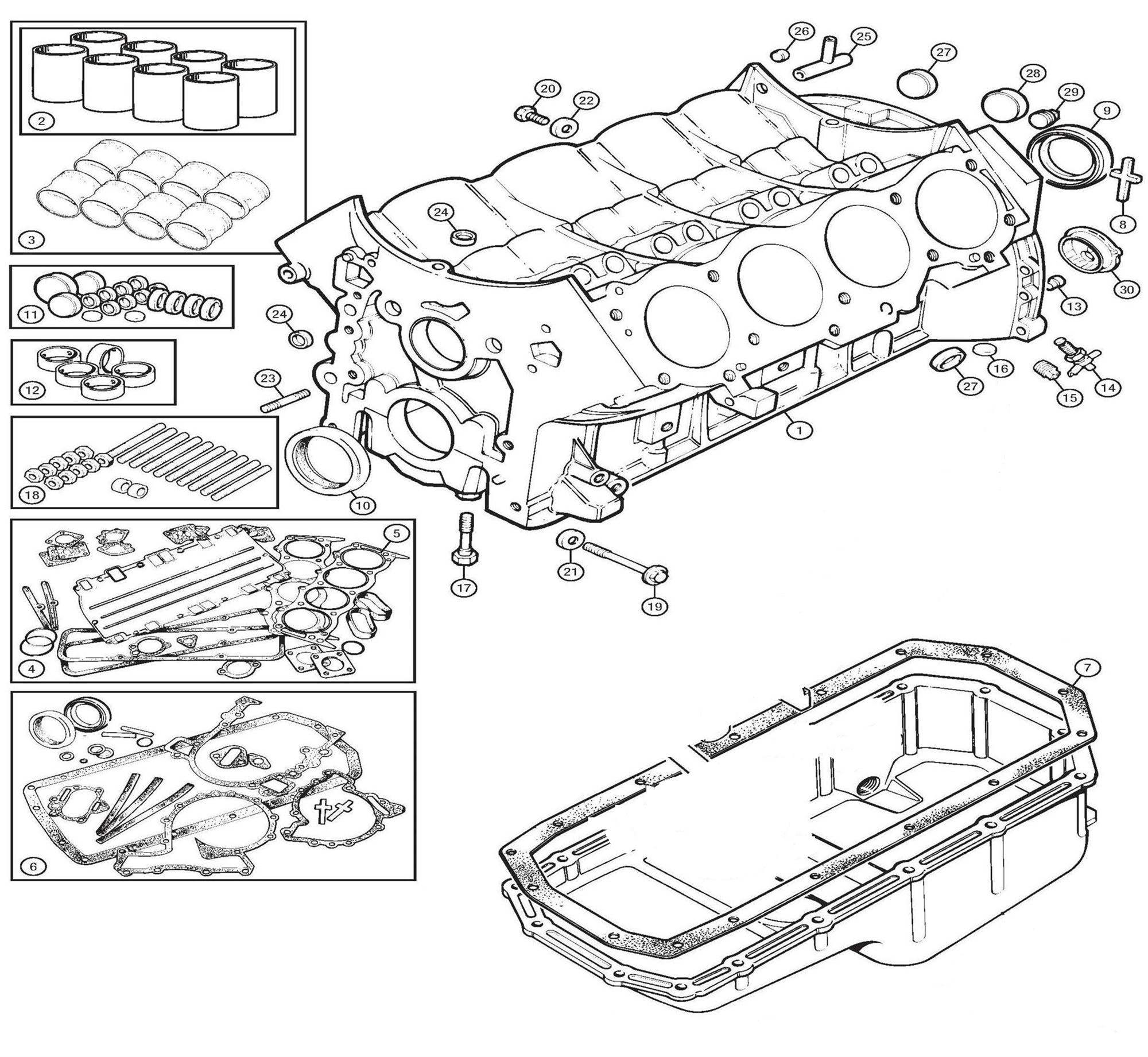 Rover V8 Cylinder Block Components Rimmer Bros