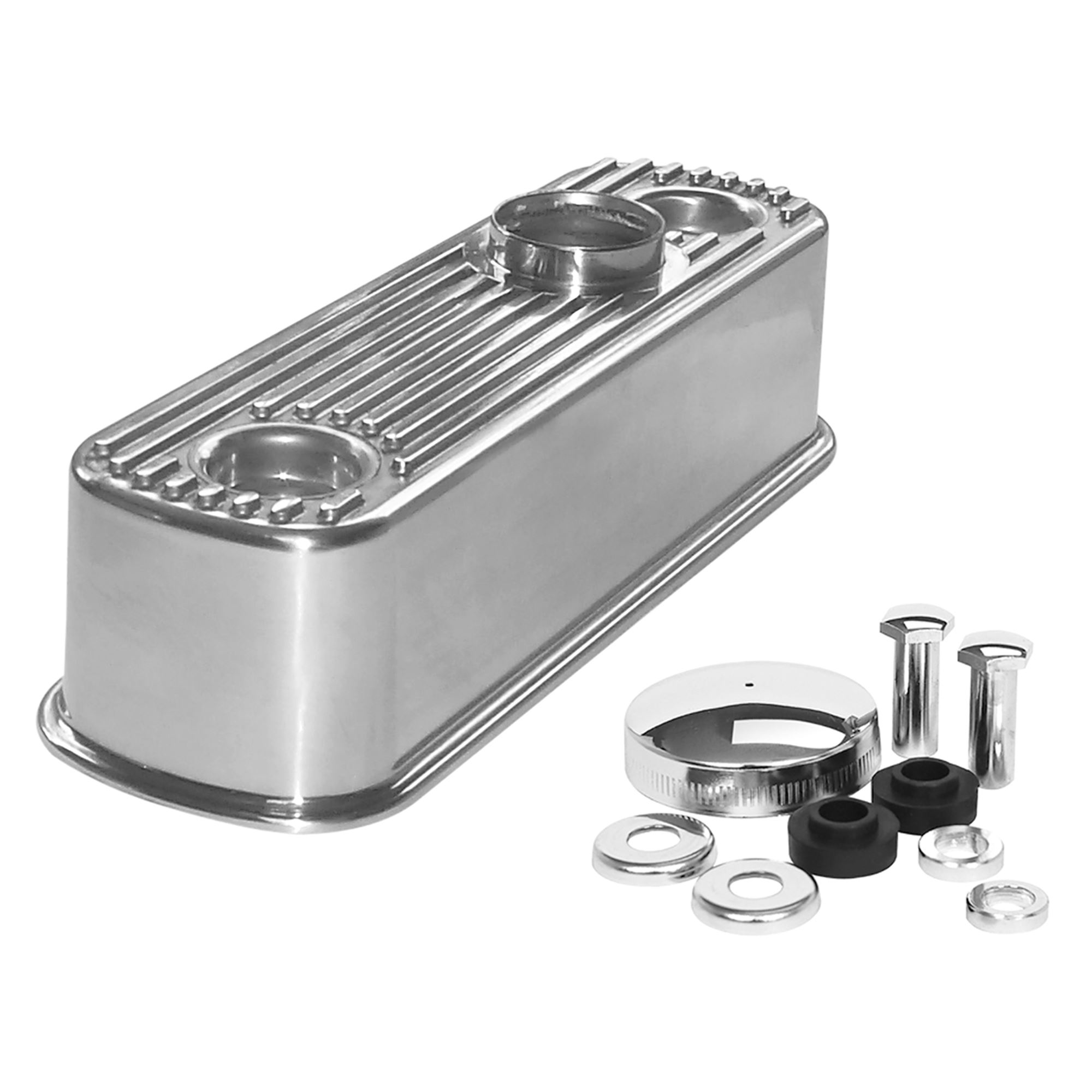 M1165 Rocker Cover WPA9007X - ROCKER COVER SET POLISHED ALLOY RIBBED | Rimmer Bros