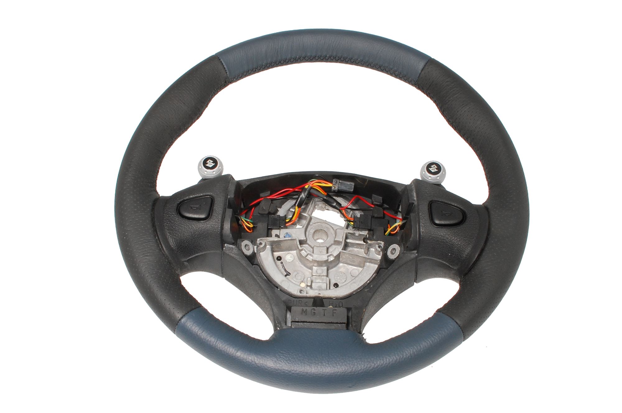 Steering Wheel without Airbag Module Automatic Blue/Black Leather