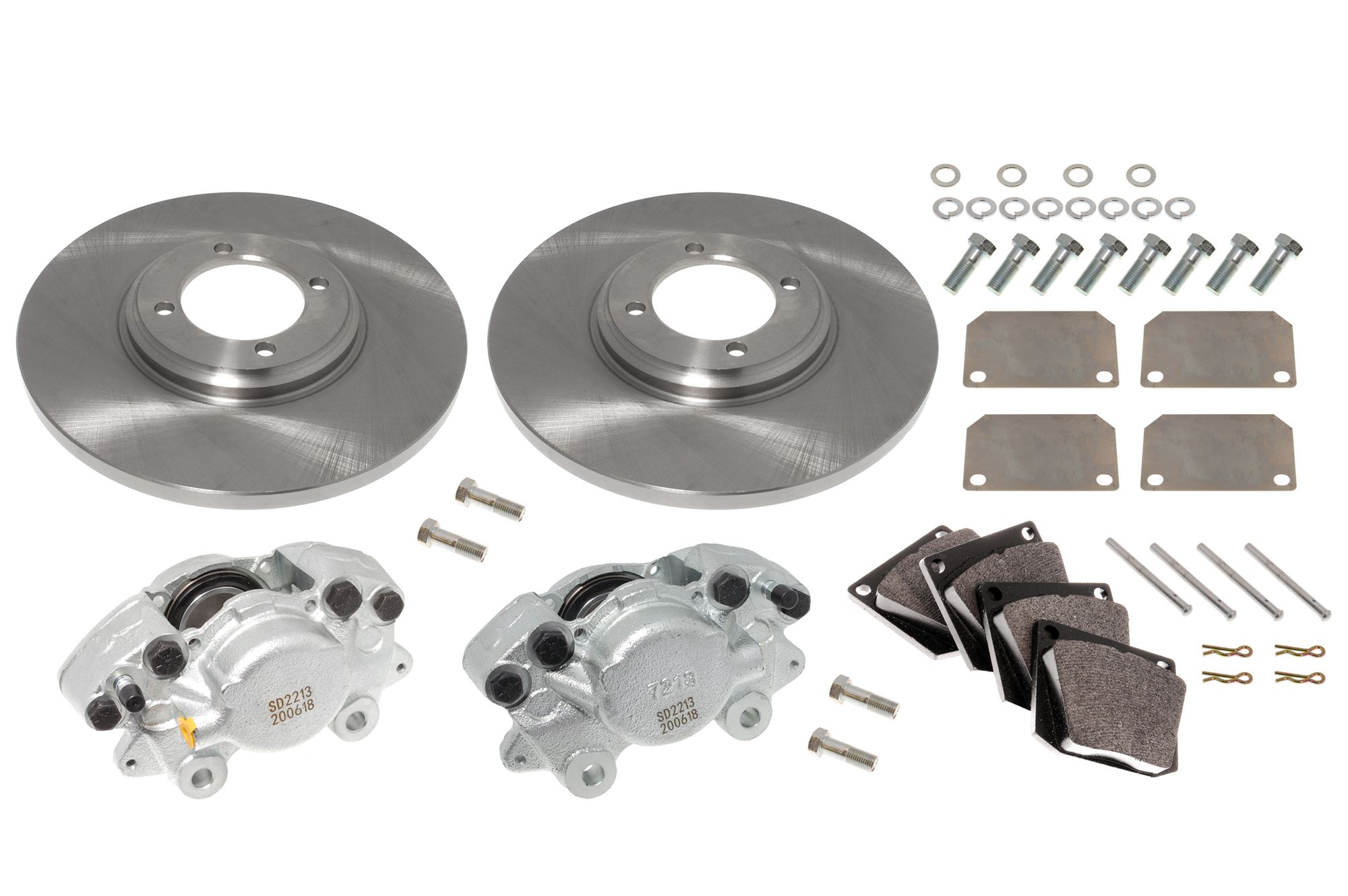Front Brake Disc/Pad & Caliper Kit Standard GT6 MK13 16P/PB Calipers RG1317 Rimmer Bros