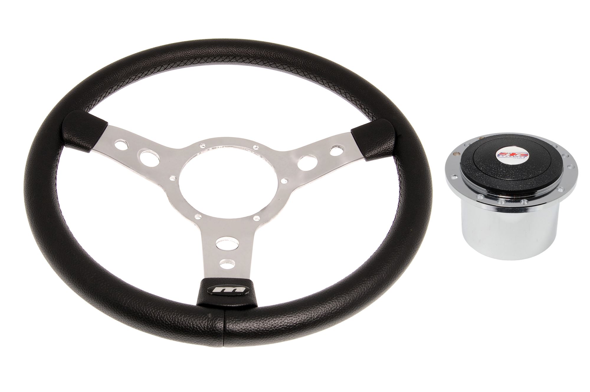 Vinyl 14 Inch Steering Wheel With Polished Centre Polished Boss