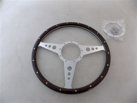Springalex 14 inch Flat Woodrim Steering Wheel - 43WFR14