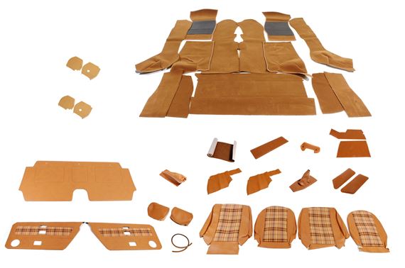 TR7 Complete Interior Trim Kit - Tan Vinyl/Wool - Convertible with Small type Headrests - RB7614