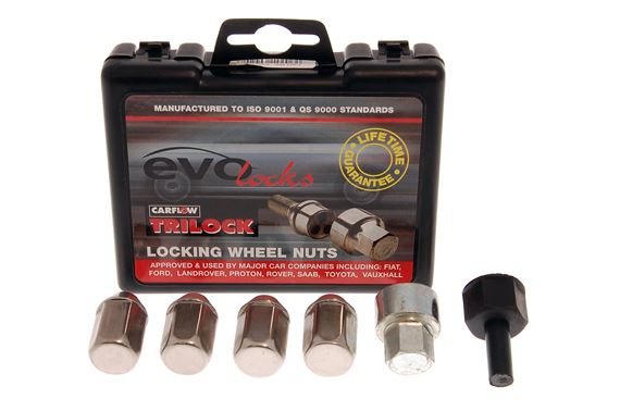 Locking Wheel Nuts - 3/8 inch - Chrome - 60 Degree Taper Type - Set of 4 - RL1271 - Trilock
