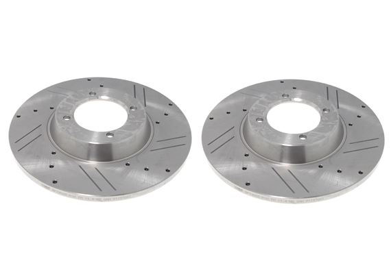 Brake Disc Set - Pair - Cross Drilled and Grooved - Triumph TR Specific Applications - 209327XD - TRW