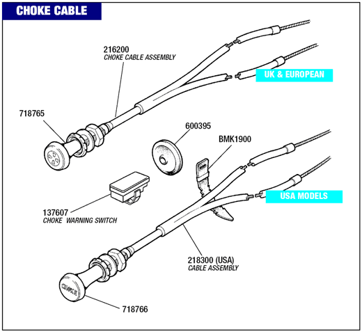 Choke Cable Assembly USA Models - 218300