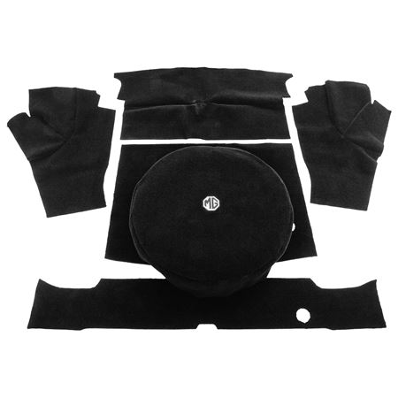Boot Carpet Set - Black Nylon Sewn - MGB Roadster - 242850 - Moss