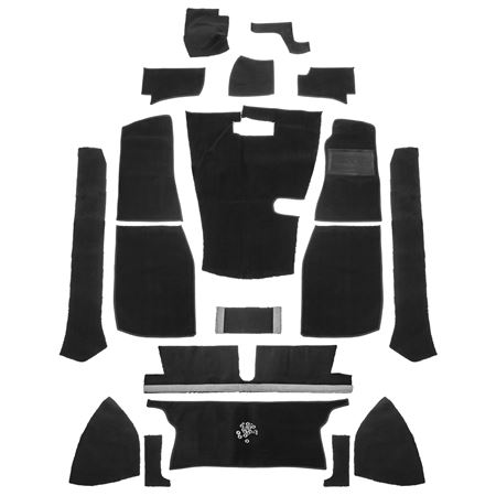 Carpet Set Standard - Black Nylon Sewn RHD - MGB Roadster - 244316 - Moss