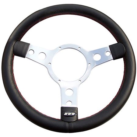Steering Wheel 13" Black Leather/ Red Stitch - 33SPLBRS - Mountney
