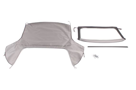Mohair Hood Cover - Including Plastic Rear Window - Grey - XPT000087LZD - OEM