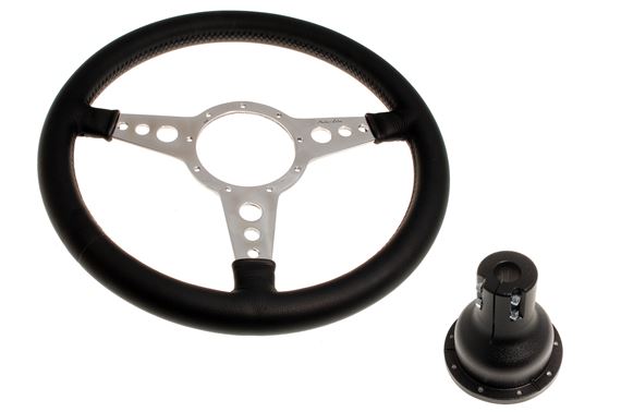 Moto-Lita Steering Wheel & Boss - 15 inch Leather - Adjustable Column - Original Horn - Flat - RW3198