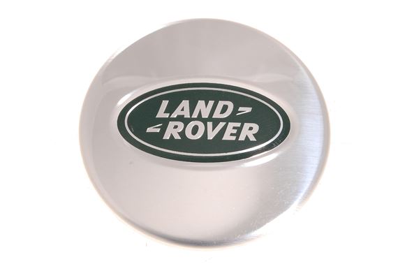 Wheel Centre Cap - Polished with Green and Silver Land Rover Logo - LR023301 - Genuine