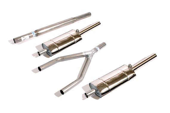Stainless Steel Sports Twin Box Exhaust System - RL1207SS - Less Manifold