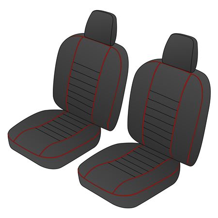 Seat Cover Set Front (pair) Black/Red Piping Vinyl Inc Headrests - 641250 - Moss