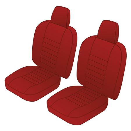 Seat Cover Set Front (pair) Red/Red Piping Vinyl Inc Headrests - 641300 - Moss