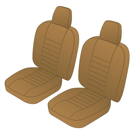 Seat Cover Set Front (pair) Tan/Tan Piping Vinyl Inc Headrests - 641305 - Moss