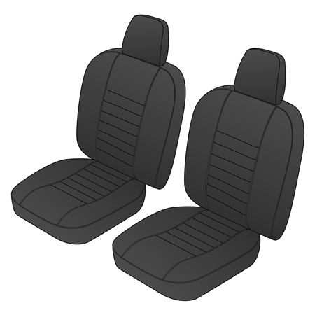 Seat Cover Set Front (pair) Black/Black Piping Leather Inc Headrests - 641310 - Moss