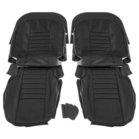 Seat Cover Set Front (pair) Black /Black Piping Leather No Headrests - 641311 - Moss