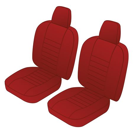 Seat Cover Set Front (pair) Red/Red Piping Leather Inc Headrests - 641370 - Moss