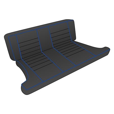 Seat Cover Kit Rear - Leather Black/Blue Piping Type 2 MGB GT 1969 - 641480 - Moss