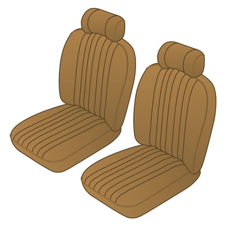 Seat Cover Kit Front (pair) Deluxe Tan Leather Tan Piping MGB 1970-76 - 641745 - Moss