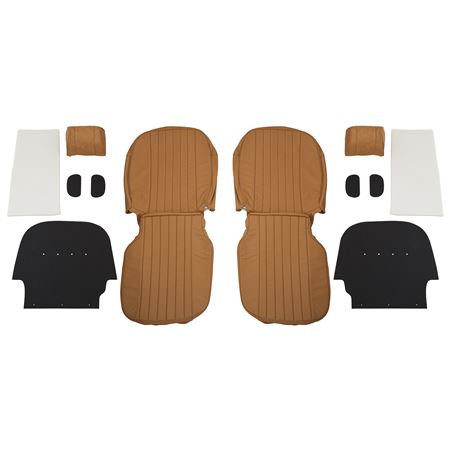 Seat Cover Kit Front (pair) Deluxe Honey Leather Tan Piping MGB 1970-76 - 641747 - Moss