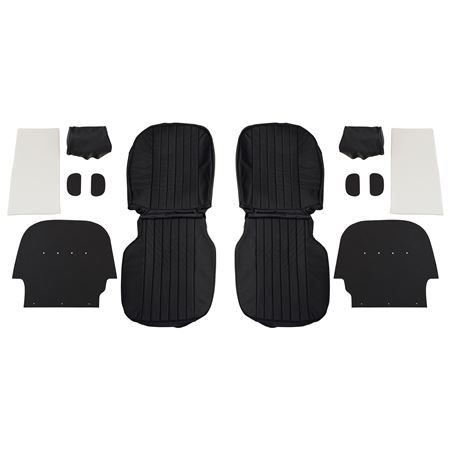 Seat Cover Kit Front (pair) Deluxe Black Leather Black Piping MGB 1977-80 - 641750 - Moss