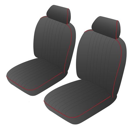 Seat Cover Kit Front (pair) Deluxe Black Leather Red Piping MGB 1977-80 - 641755 - Moss