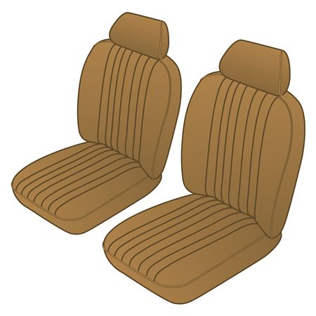 Seat Cover Kit Front (pair) Deluxe Tan Leather Tan Piping MGB 1977-80 - 641770 - Moss