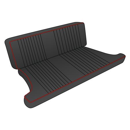 Seat Cover Kit Rear - Leather DeLuxe Black/Red Piping Type 3-5 MGB GT 1970-76 - 641855 - Moss