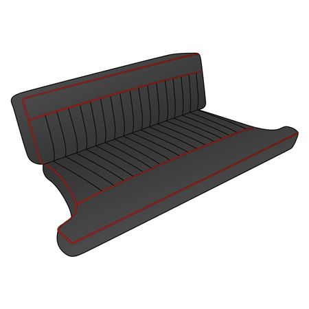 Seat Cover Kit Rear - Leather Black/Red Piping Type 1 MGB GT 1965-68 - 643220 - Moss
