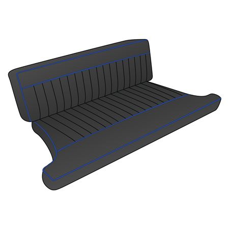 Seat Cover Kit Rear - Leather Black/Blue Piping Type 1 MGB GT 1965-68 - 643240 - Moss