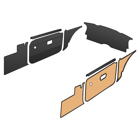 Trim Kit Deluxe Black Panels Vinyl MGB Roadster 1970-71 - 643635