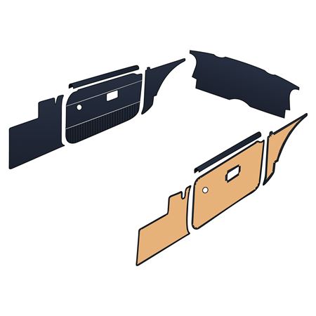 Trim Kit Deluxe Navy Blue Panels Chrome Strips Vinyl MGB Roadster 1971-76 - 643640 - Moss