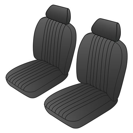 Seat Cover Kit Front (pair) Deluxe Black Vinyl Black Piping MGB 1977-80 - 645181 - Moss