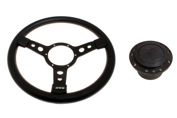 Steering Wheel 14" Vinyl with Black Centre Black Boss - RP1525 - Mountney 