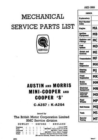 Mechanical Service Parts - Mini Cooper & S Mk1 - 1959-1967 - AKD3509GR - OTP