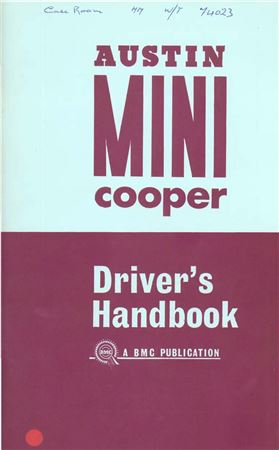Drivers Handbook - Mini Cooper & S Mk1 - 1961-1967 - AKD3890DGR - OTP