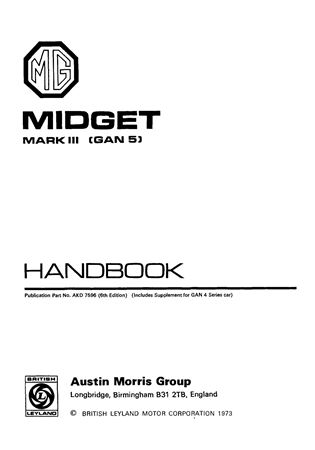 Drivers Handbook - MG Midget Mk3 - 1973-1974 - AKD7596GR - OTP
