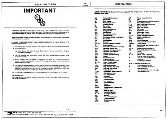 Parts Fiche - Mini Era Turbo - 1989-1991 - AKM1188FSGR - OTP
