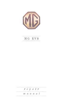 Workshop Manual - MG RV8 - 1992-1996 - AKM7153ENGGR - OTP