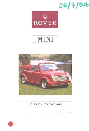 Drivers Handbook - Mini - 1994 - AKM7219ENGGR - OTP