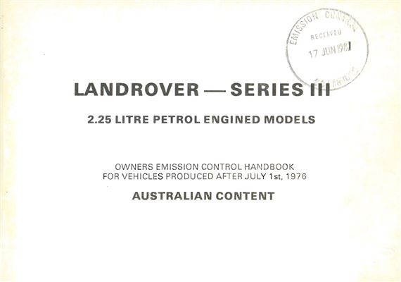 Owners Manual Supplement - Series 3 - 1982 - AKM8153GR - OTP