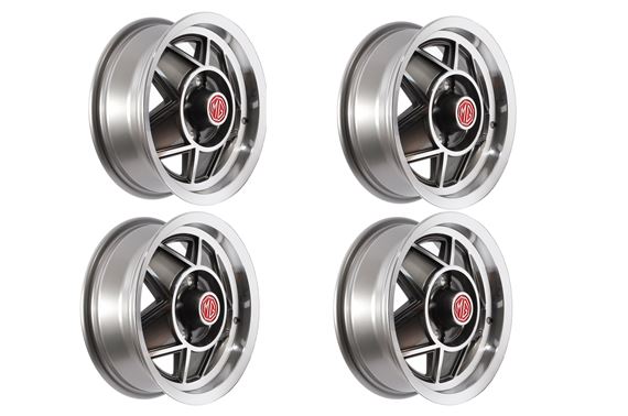Alloy Road Wheel Kit - 5 Spoke LE - Dark Grey/Silver - Set of 4 - 5J x 14 inch - Bolt On - Including Wheel Nuts & Centres - BHH2451K4