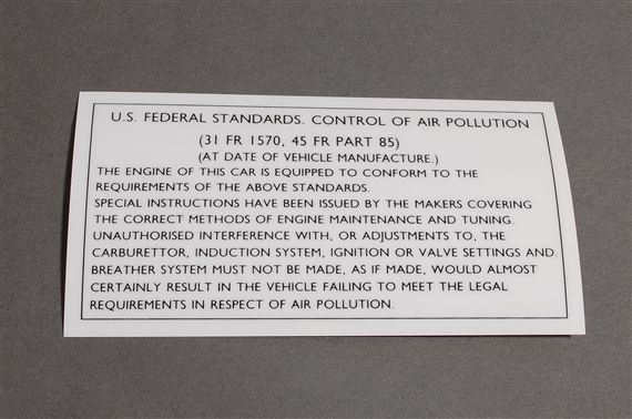 Label - Control of Air Pollution - Underside of Bonnet - CNP52