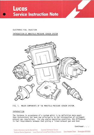 Service Instruction Note - Lucas - Fuel Injection - 1976-1987 - ELECTRONICFUELINJGR - OTP