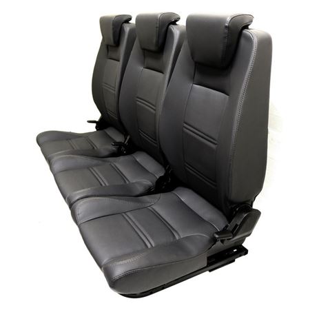 2nd Row Premium High Back 3 Seats Black Leather - EXT0103BL - Exmoor