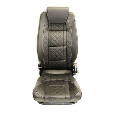2nd Row Premium High Back Centre Black Leather Twin White Stitch - EXT0103CBLWS - Exmoor